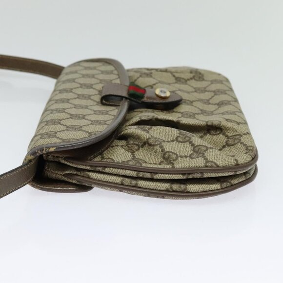 GUCCI GG Supreme Web Sherry Line Bag PVC Beige Gold - Picture 5 of 16